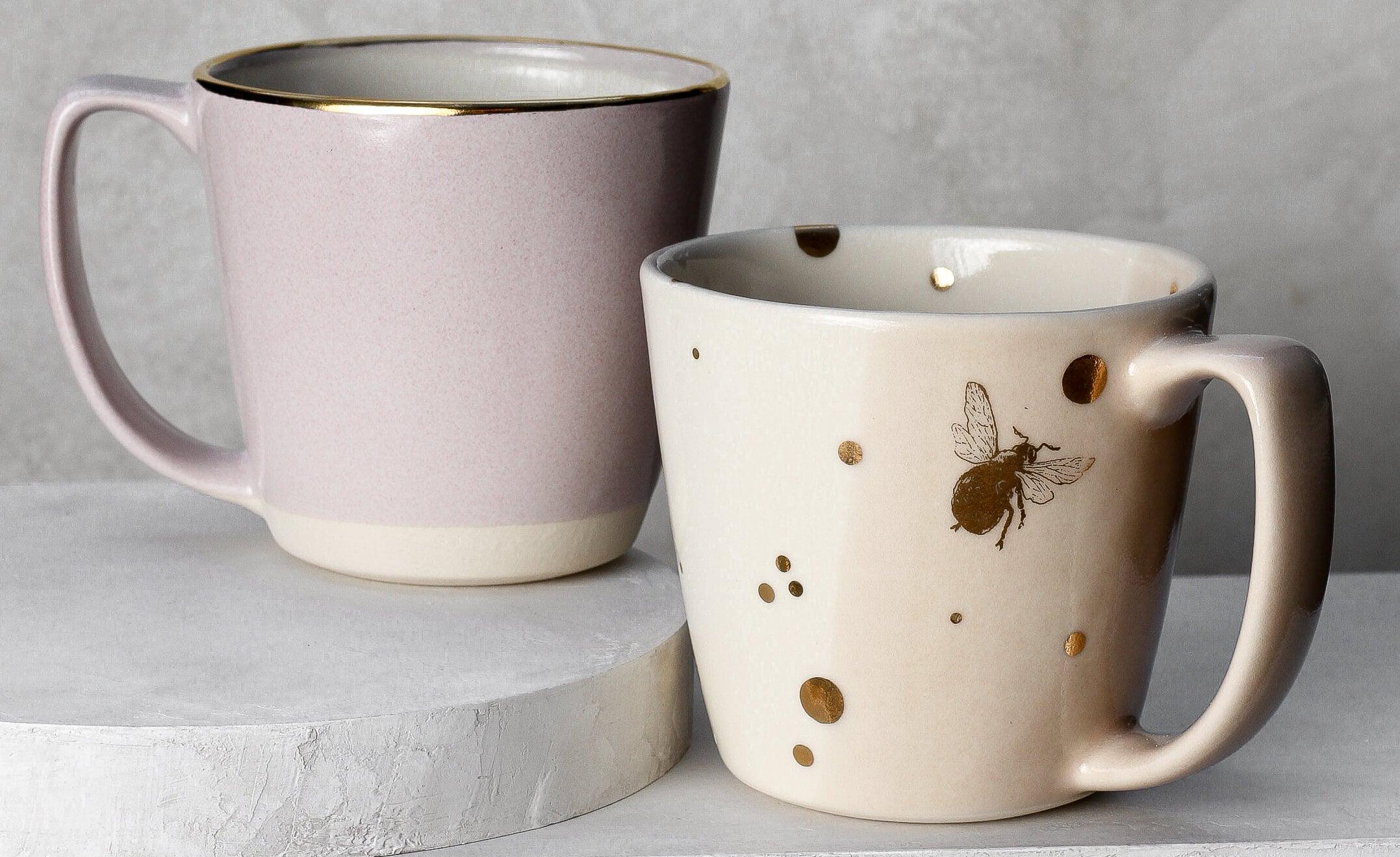 Opal and Drops of Honey Collection mugs with handles as the focus