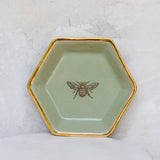 Sage Green Bee Honeycomb Trinket Dish