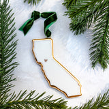 California Handmade Porcelain State Ornament with Gold Heart