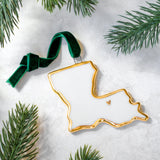 Louisiana Handmade Porcelain State Ornament with Gold Heart