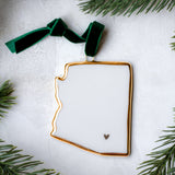 Arizona Handmade Porcelain State Ornament with Gold Heart