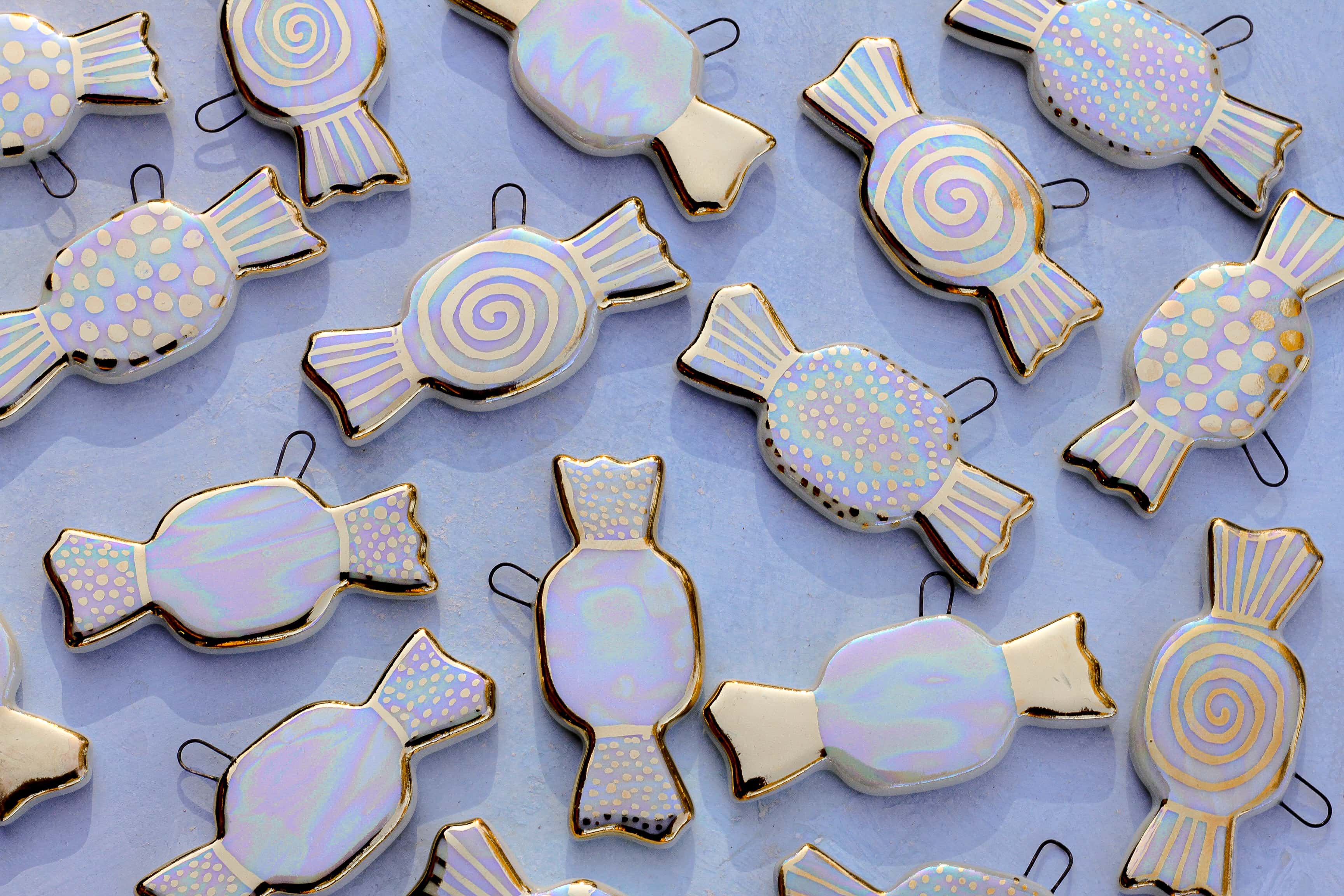 iridescent candy shape ornaments
