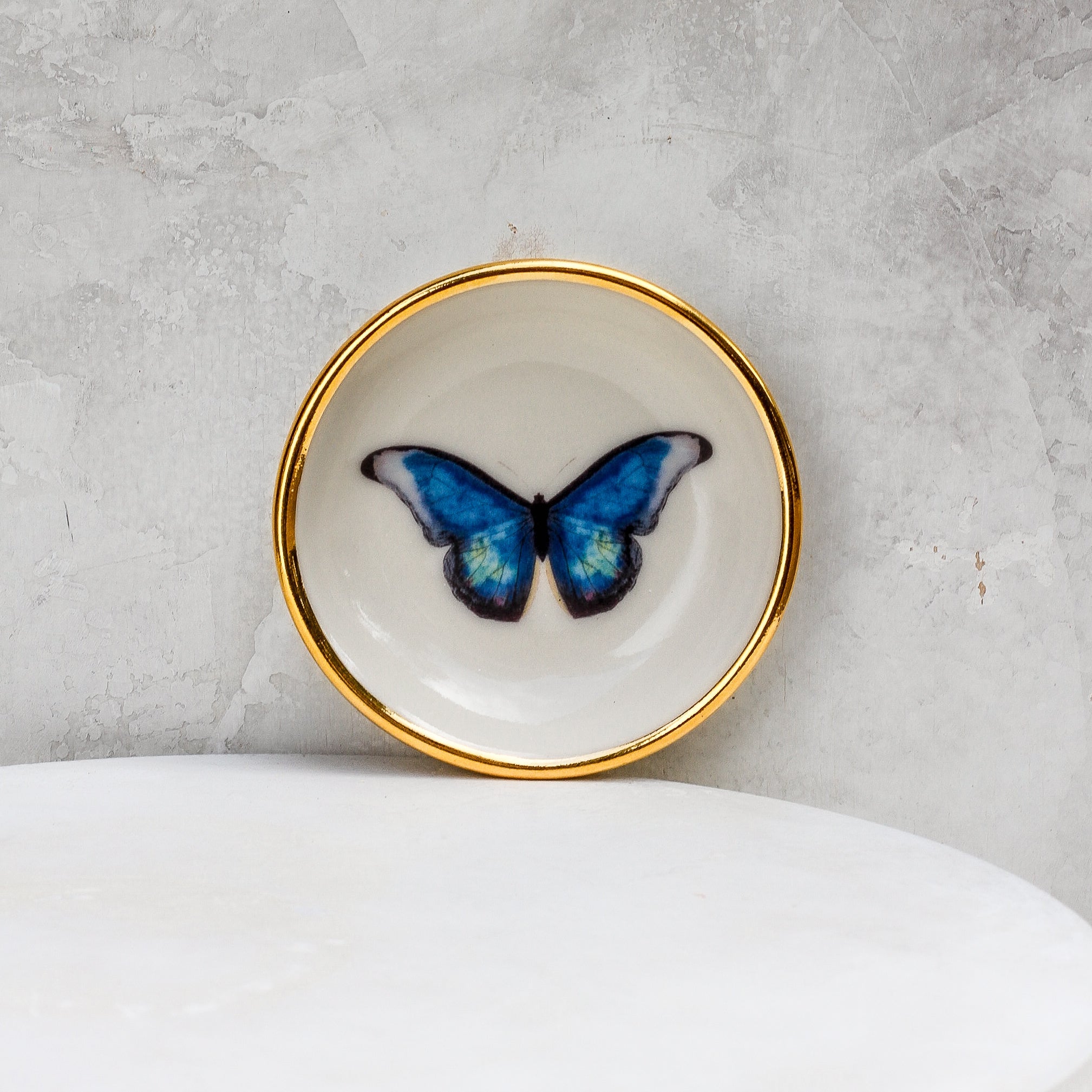 Blue Morpho Butterfly Trinket Dish - Apricity Ceramics
