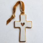 Cross Ornament with Gold Border - Apricity Ceramics