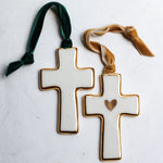 Cross Ornament with Gold Border - Apricity Ceramics