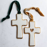 Cross Ornament with Gold Border - Apricity Ceramics