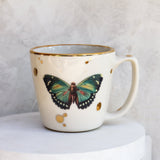 Emerald Green Butterfly mug - Apricity Ceramics