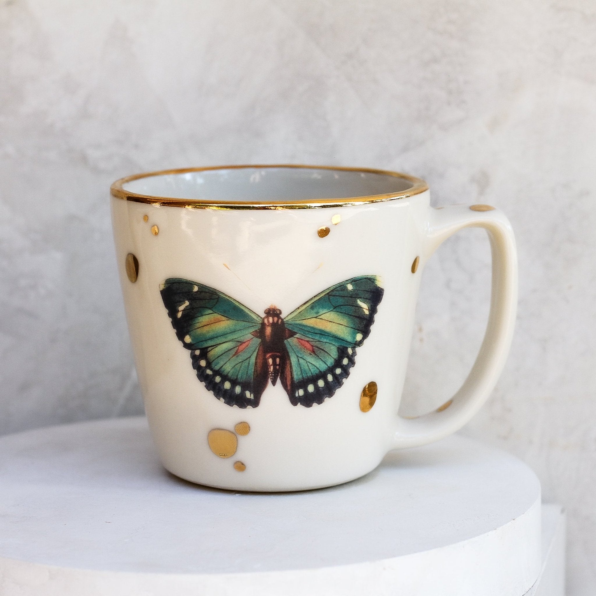 Emerald Green Butterfly mug - Apricity Ceramics