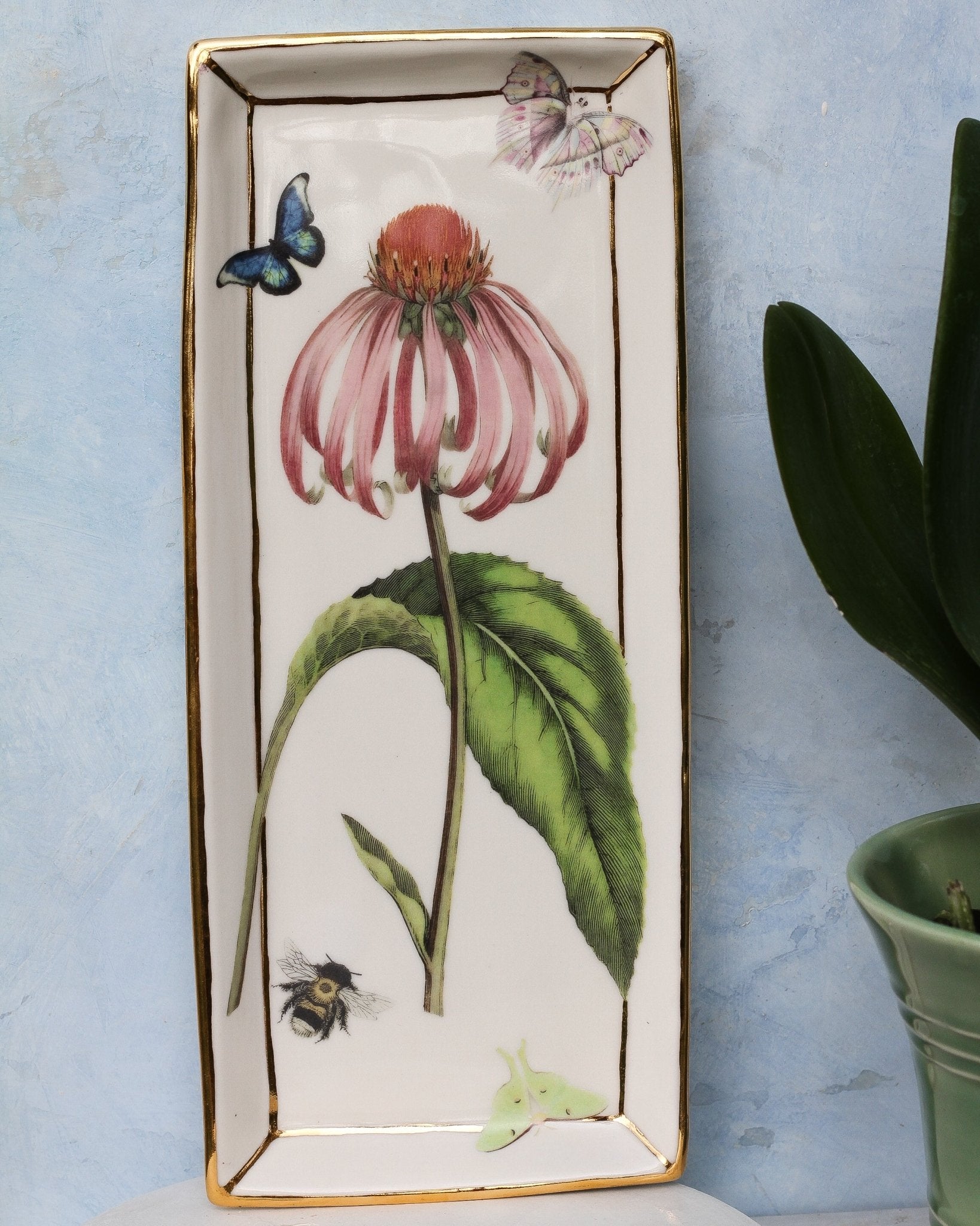 Garden Tray (Echinacea with Butterflies) - Apricity Ceramics