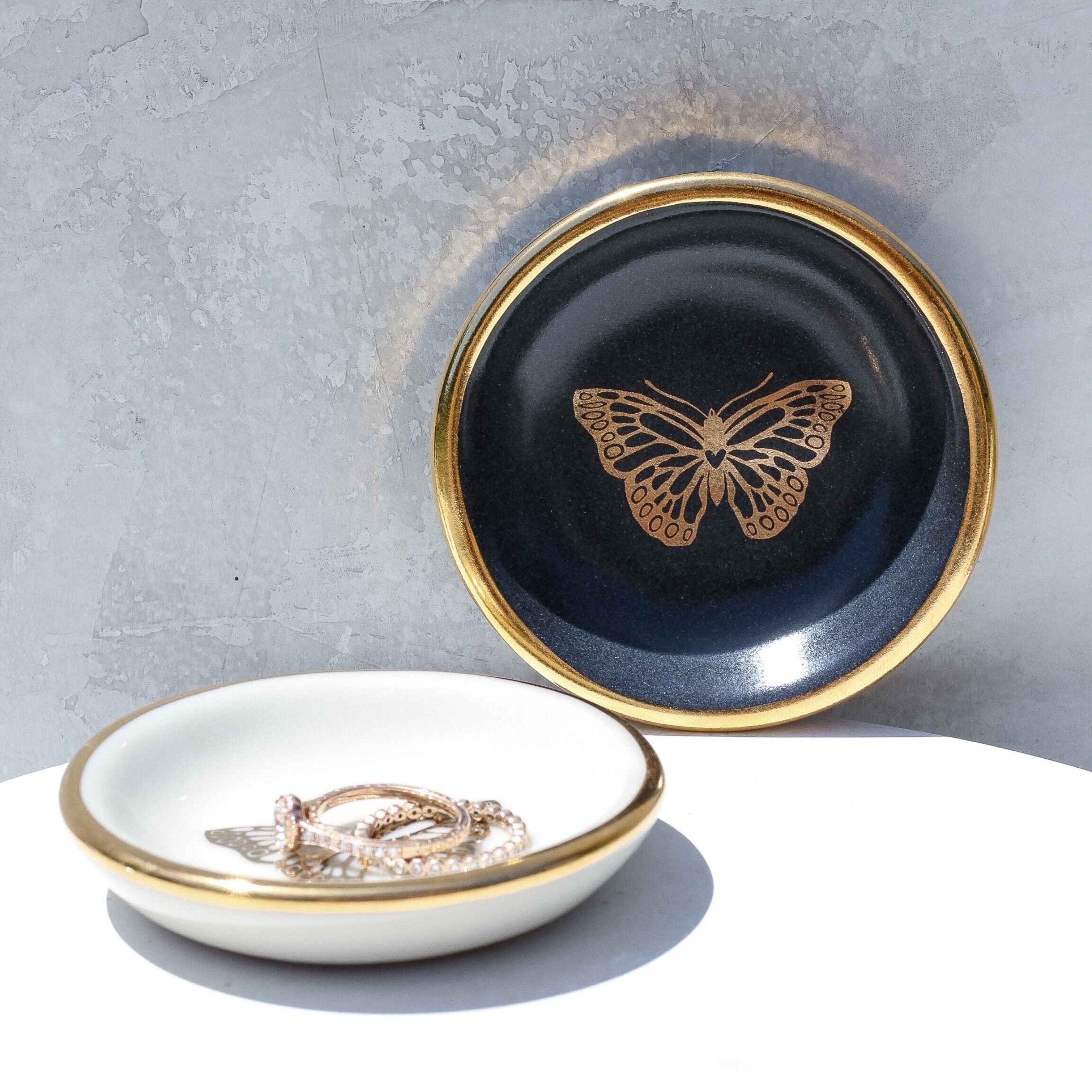 Golden Black Butterfly Trinket Dish - Apricity Ceramics
