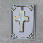 Iridescent Cross Ornament - Apricity Ceramics