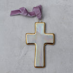 Iridescent Cross Ornament - Apricity Ceramics