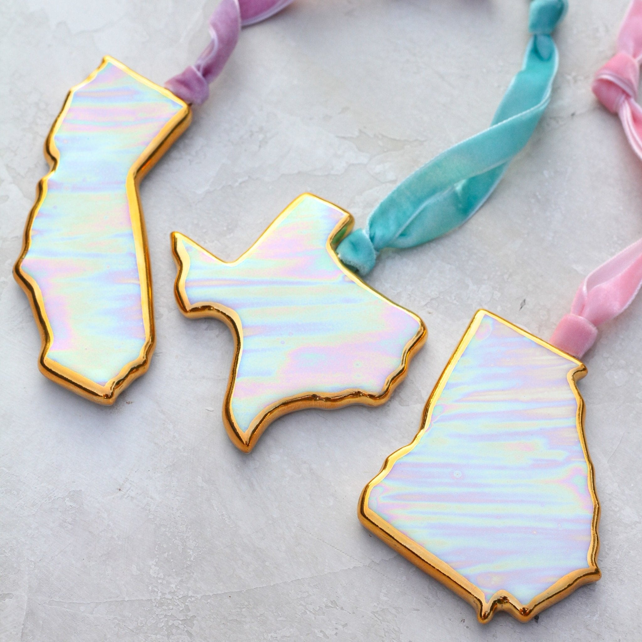 Iridescent State Ornaments - Apricity Ceramics