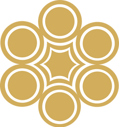 Gold and white honeycomb design on a white background