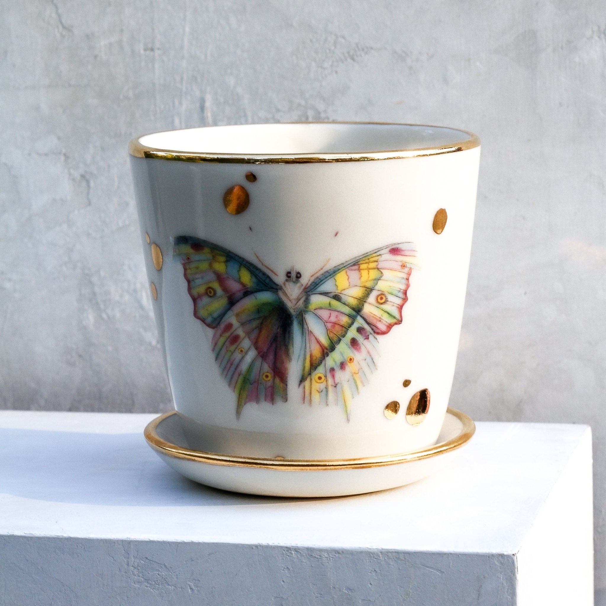 Mother of Pearl Butterfly Medium Planter - Apricity Ceramics