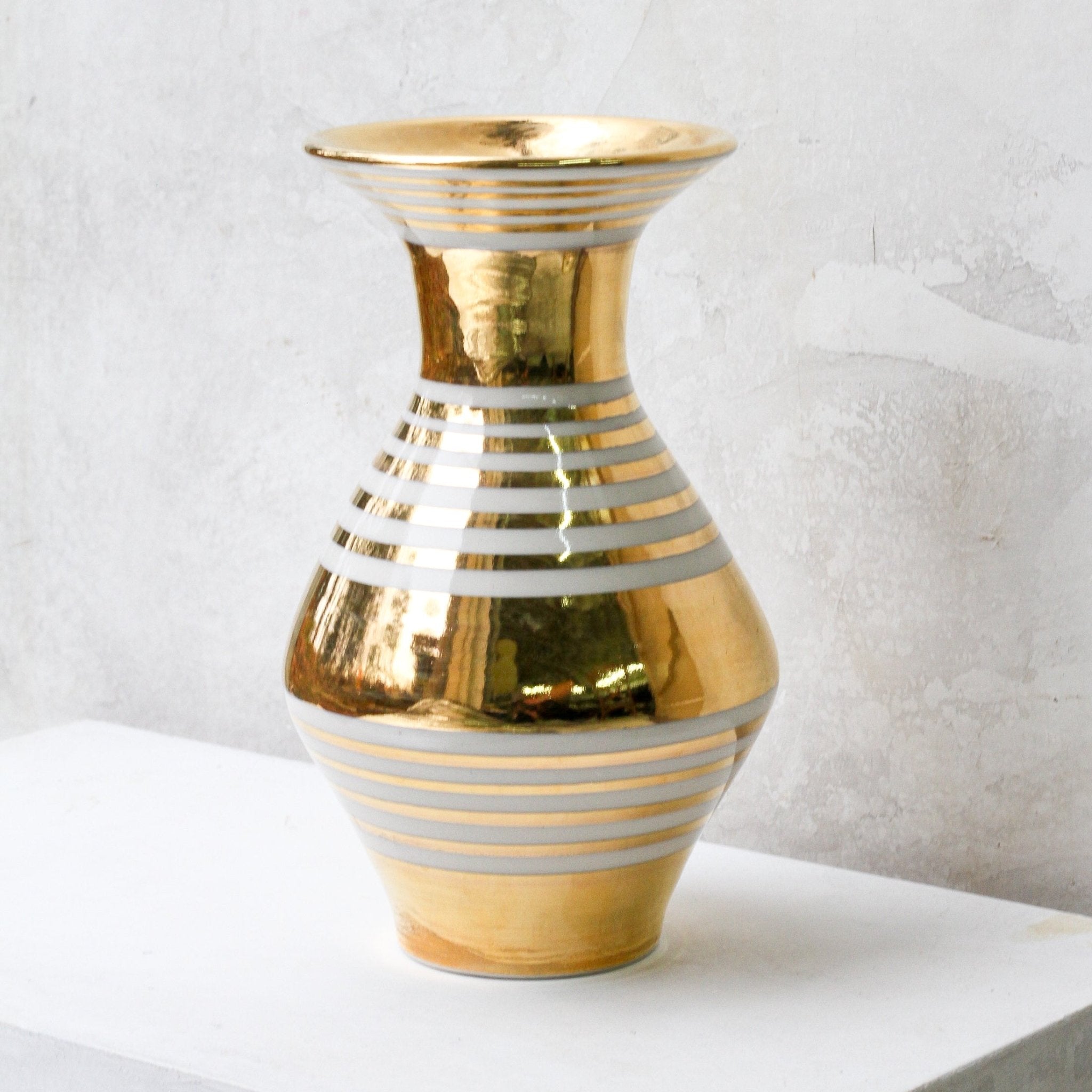 One of a Kind Gold Striped Vase - Apricity Ceramics