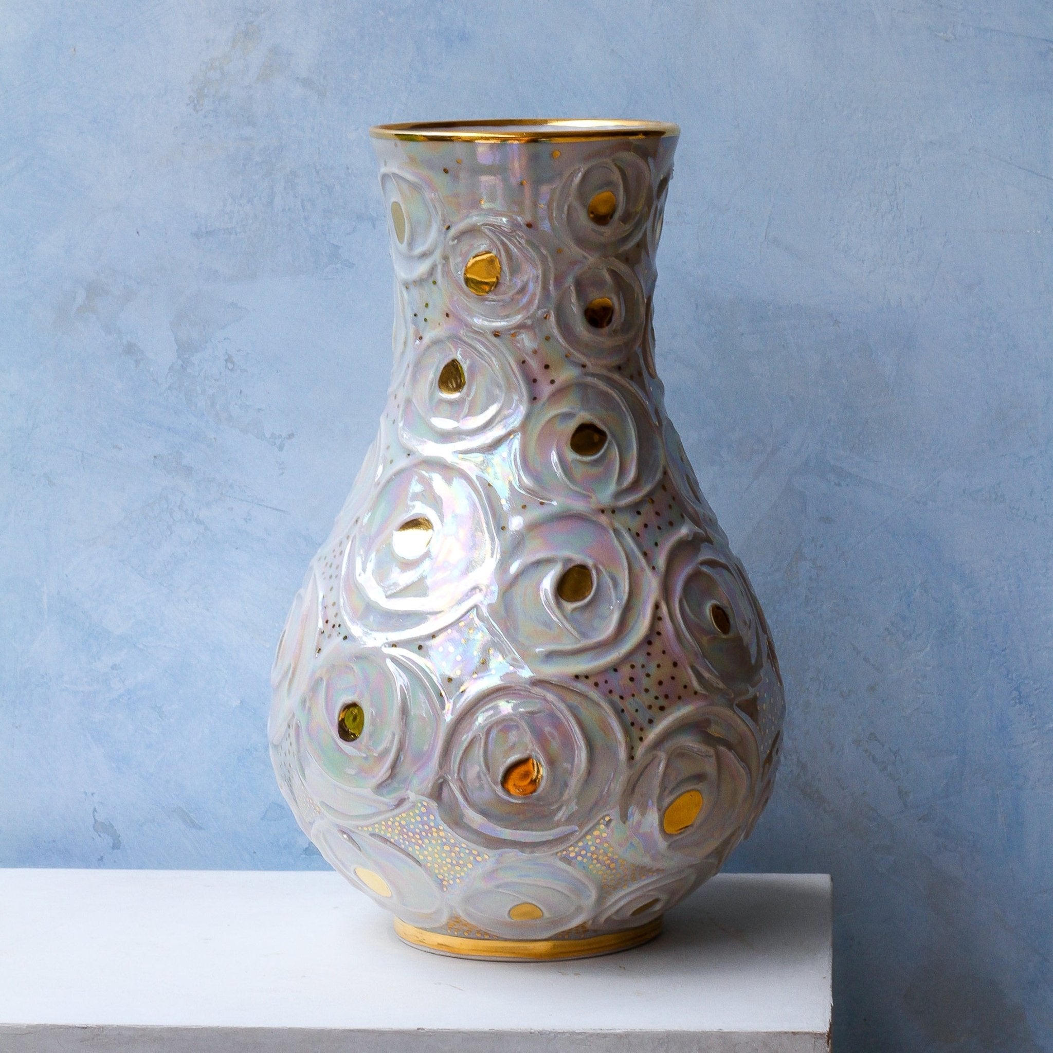 One of a Kind Iridescent Rosie Vase 2 - Apricity Ceramics