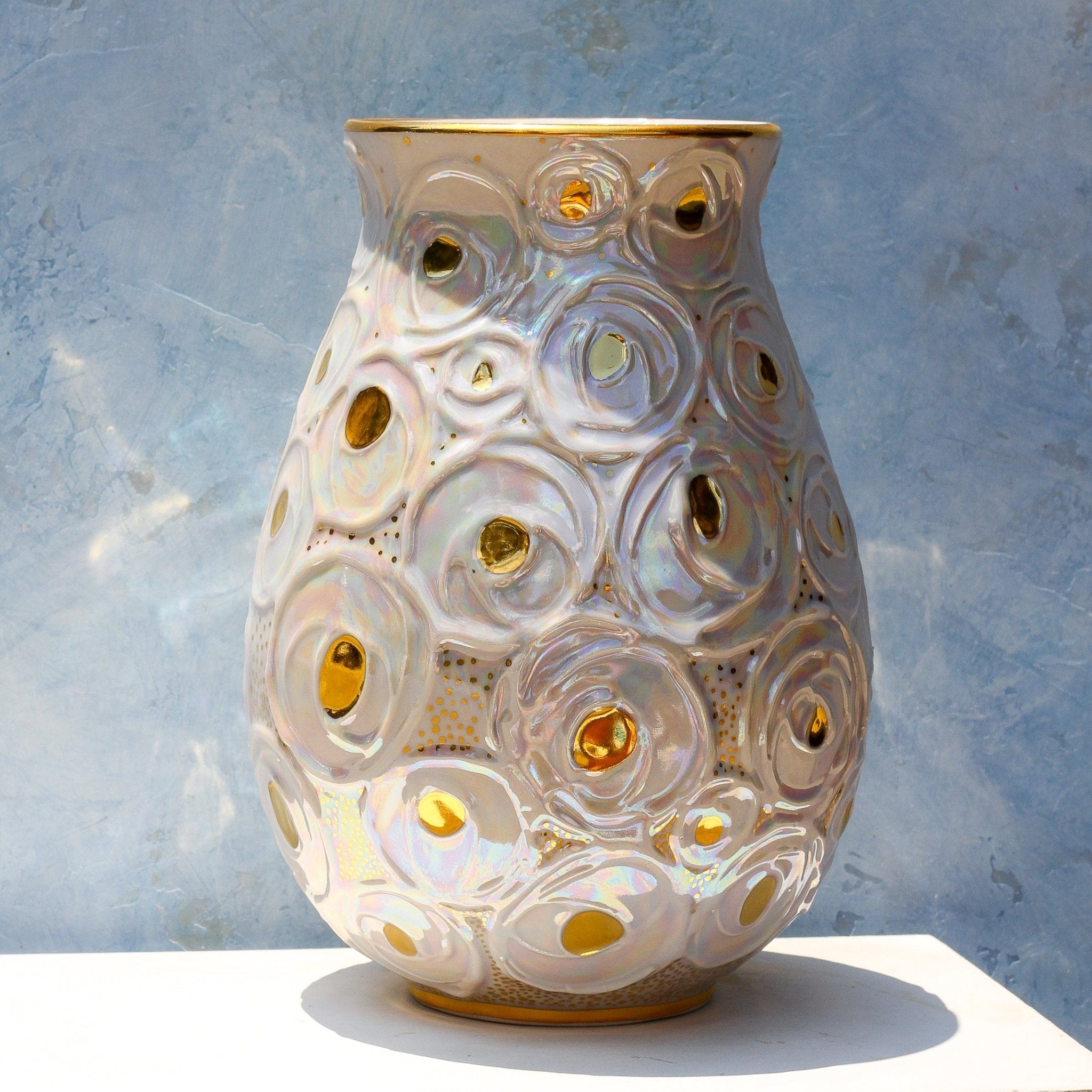One of a Kind Iridescent Rosie Vase - Apricity Ceramics