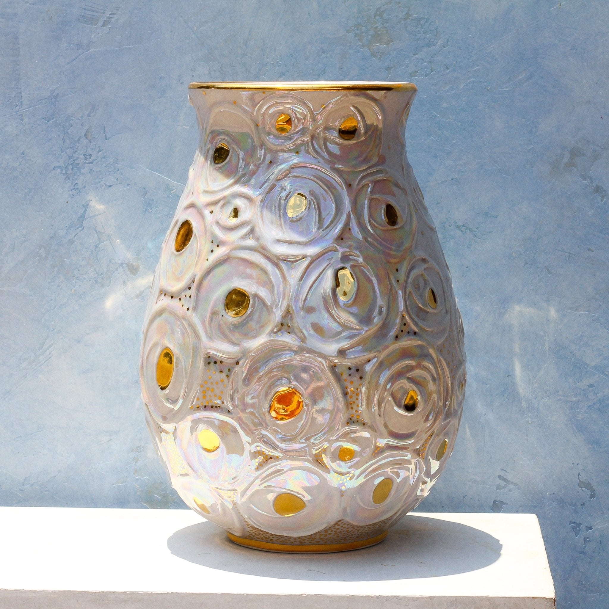 One of a Kind Iridescent Rosie Vase - Apricity Ceramics