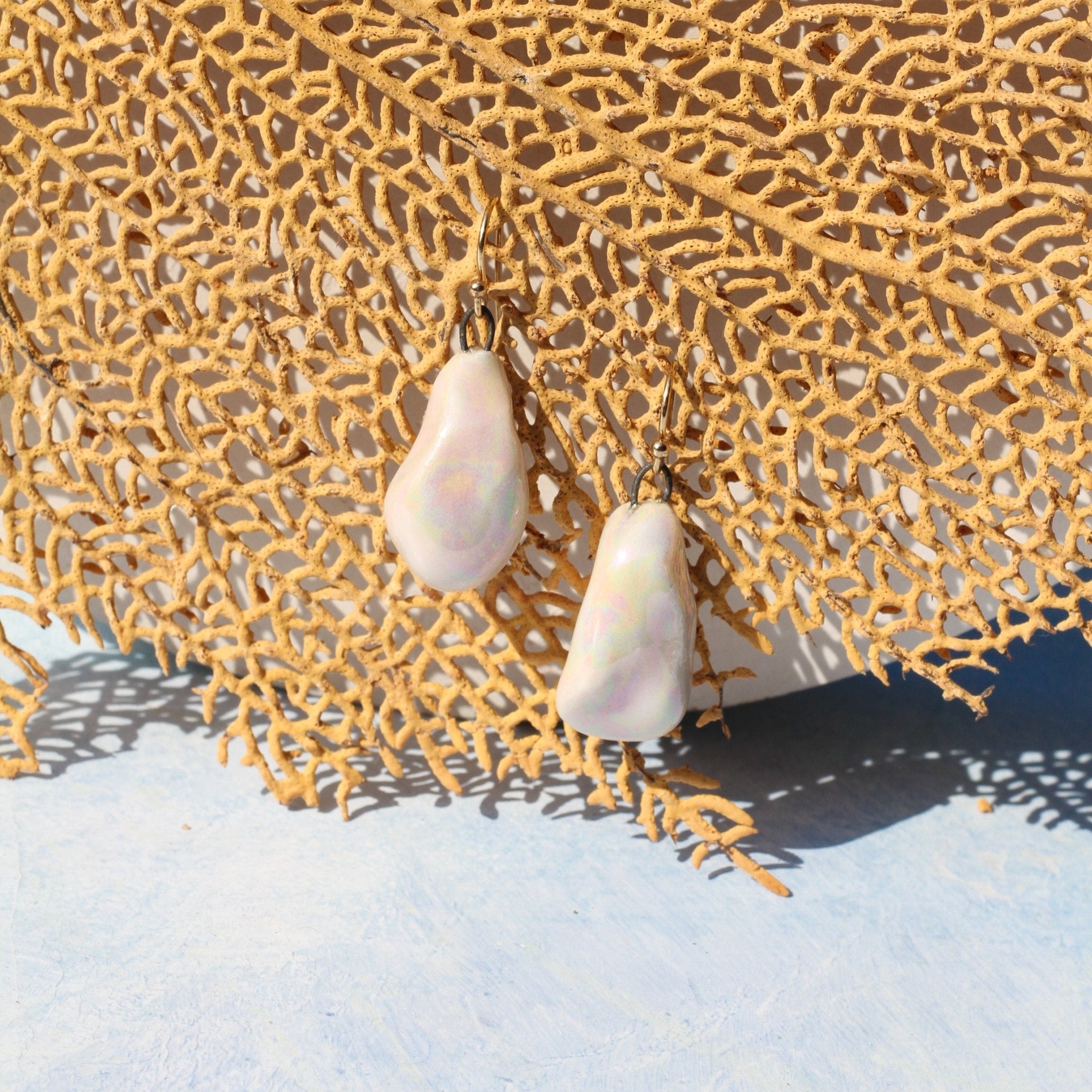 Opal Pearl Earrings - Apricity Ceramics
