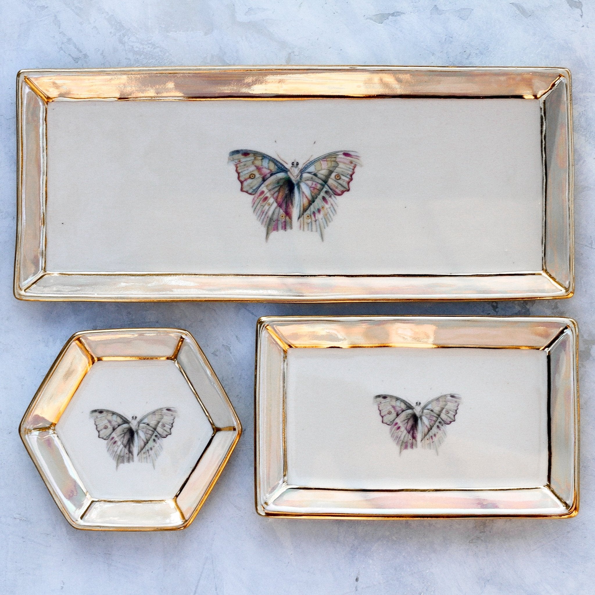 Pastel Butterfly Tray - Apricity Ceramics