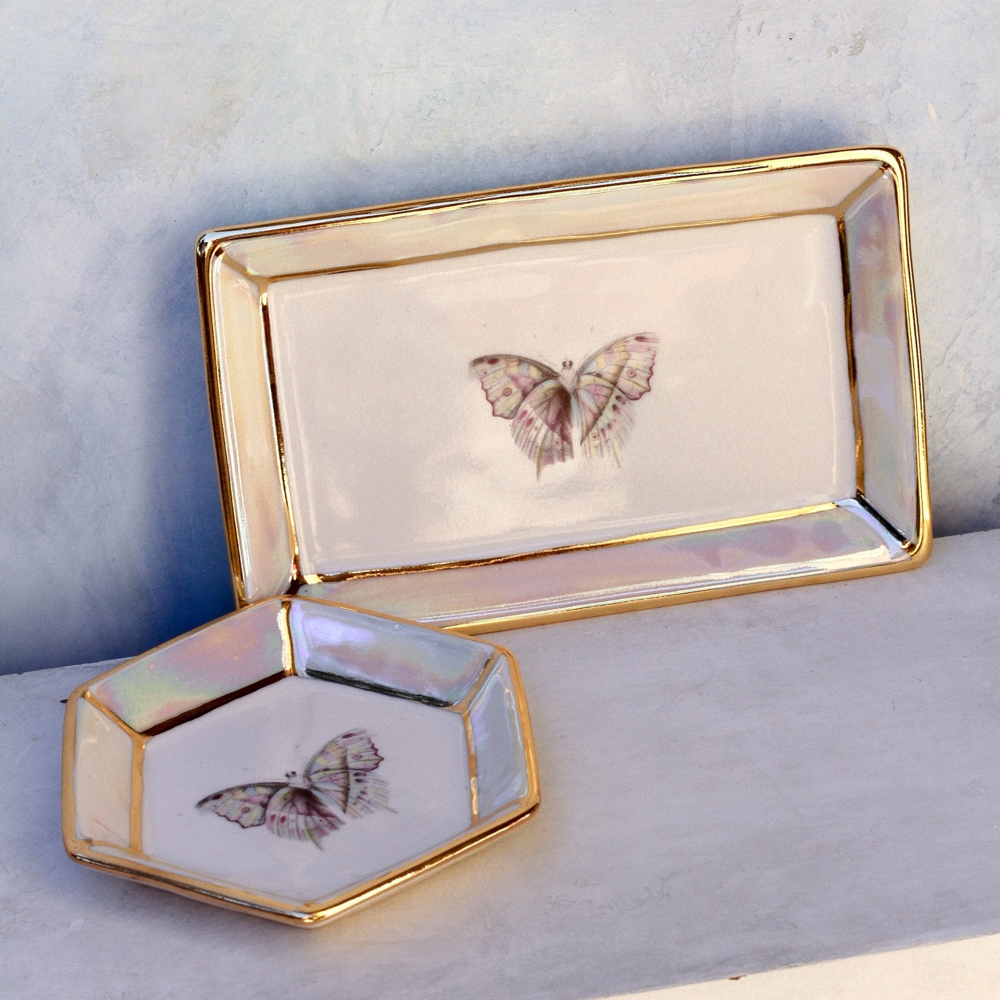 Pastel Butterfly Tray - Apricity Ceramics