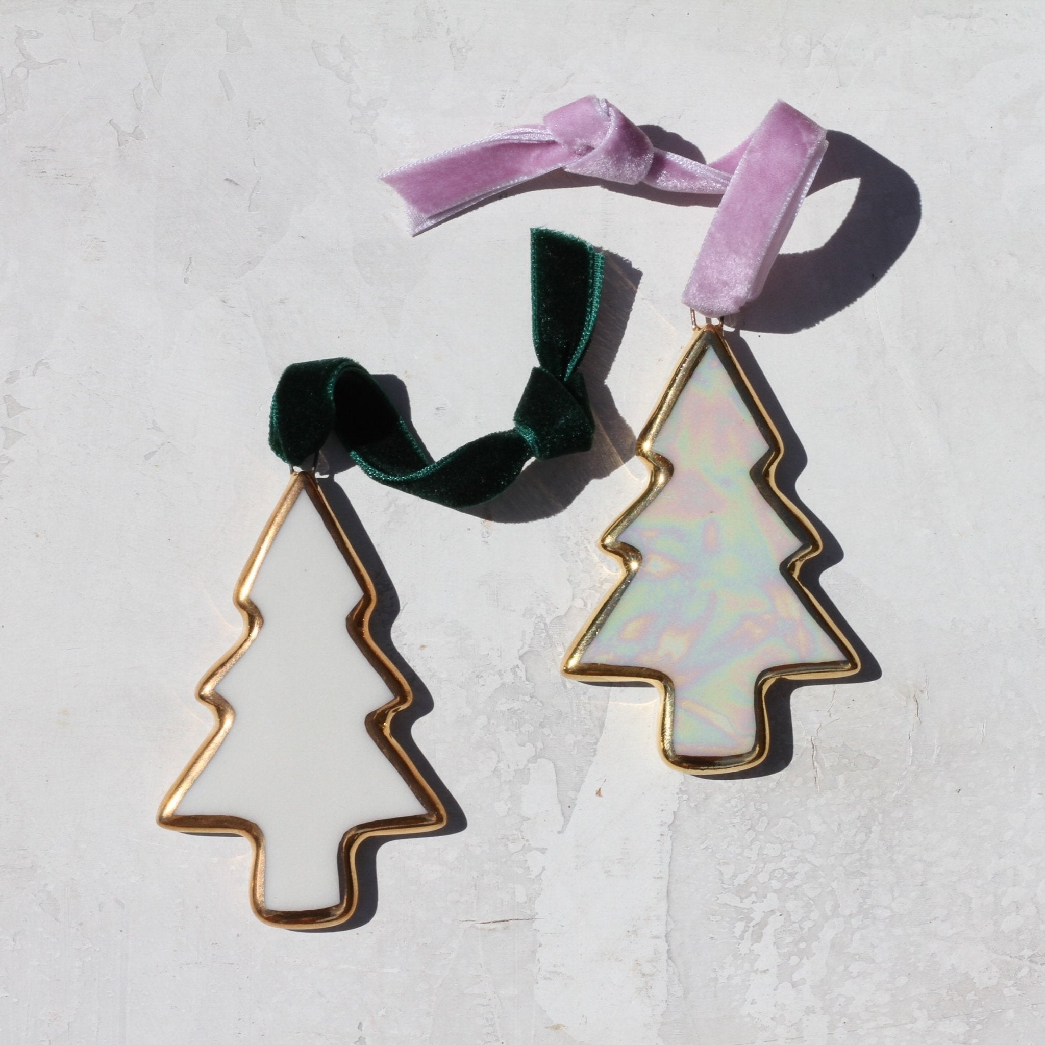 Tree Ornament with Gold Border - Apricity Ceramics