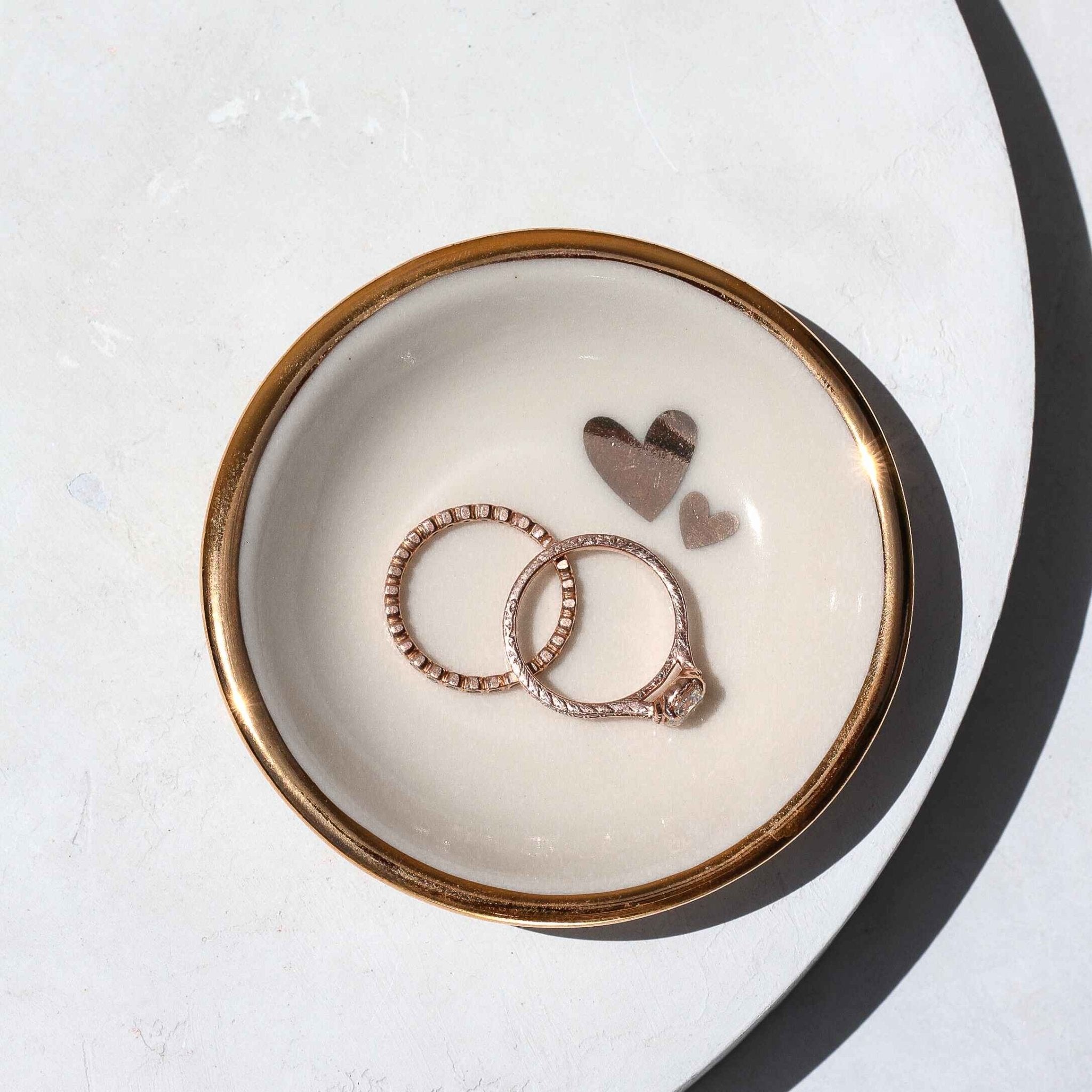White Double Heart Trinket Dish - Apricity Ceramics