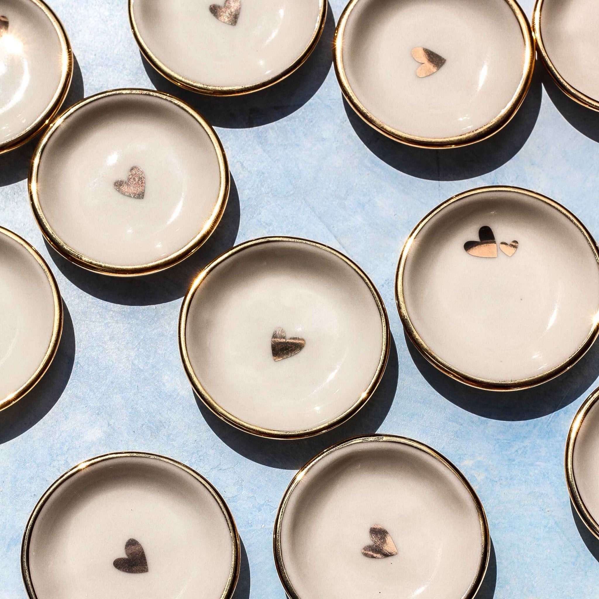 White Double Heart Trinket Dish - Apricity Ceramics