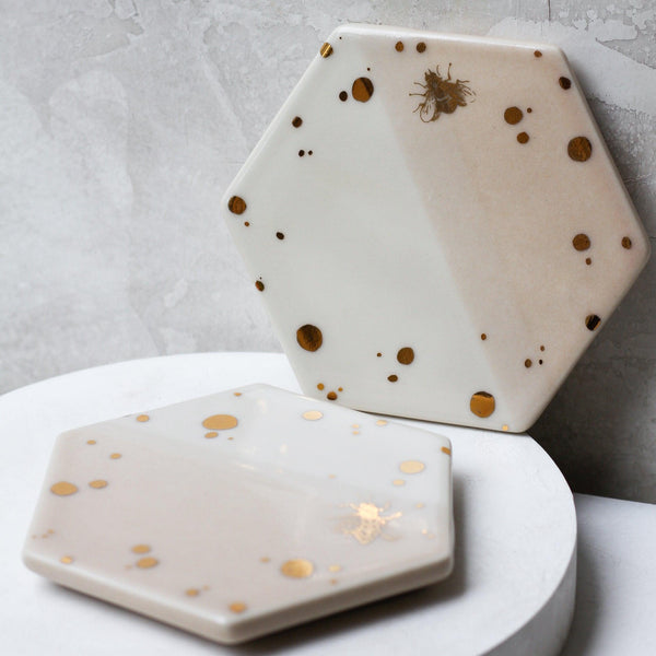 Drops of Honey Bee Coasters - Apricity Ceramics 