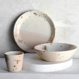 Drops of honey bee collection including shot glass, bowl and dessert plate