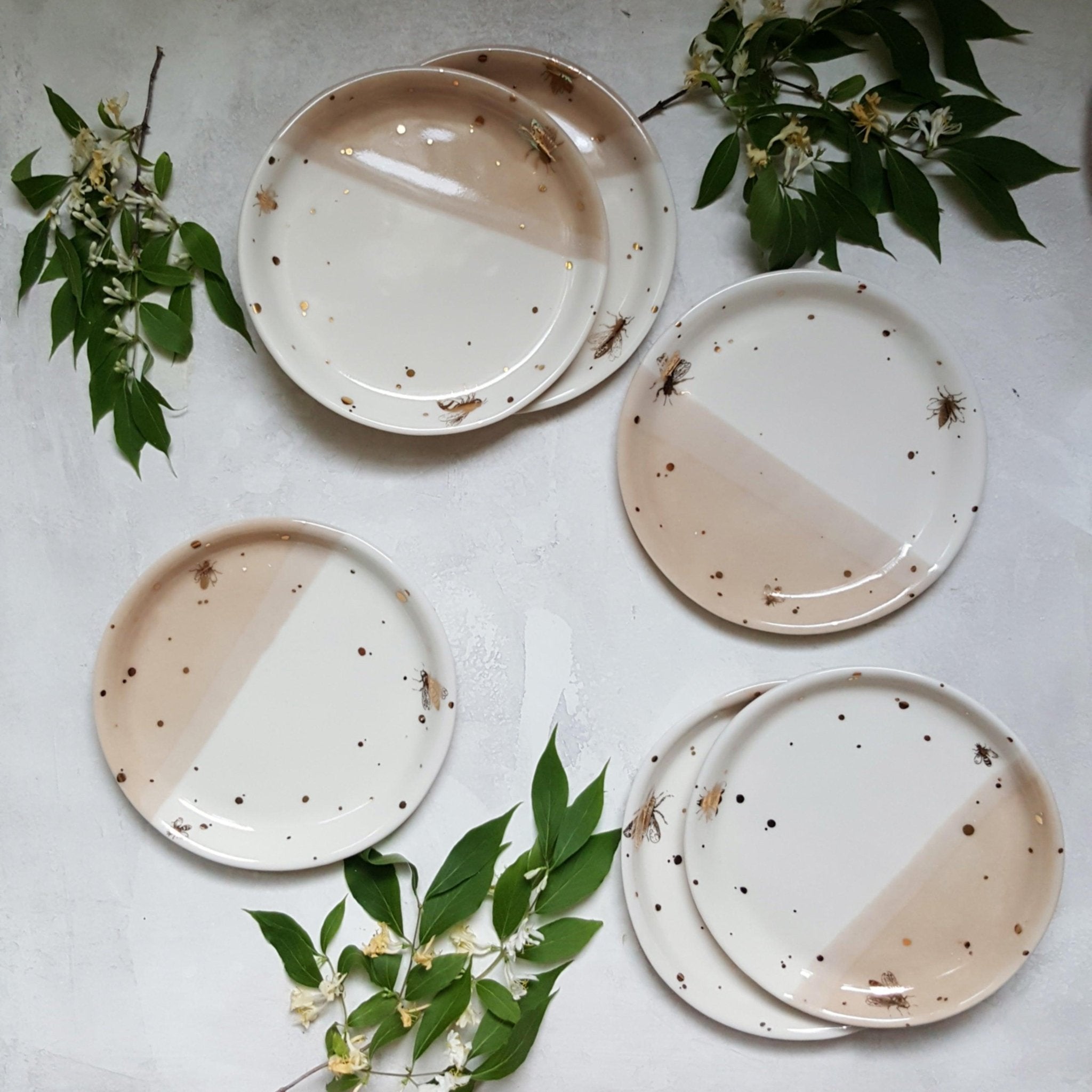 Drops of Honey Bee Dessert Plate (MADE TO ORDER) - Apricity Ceramics