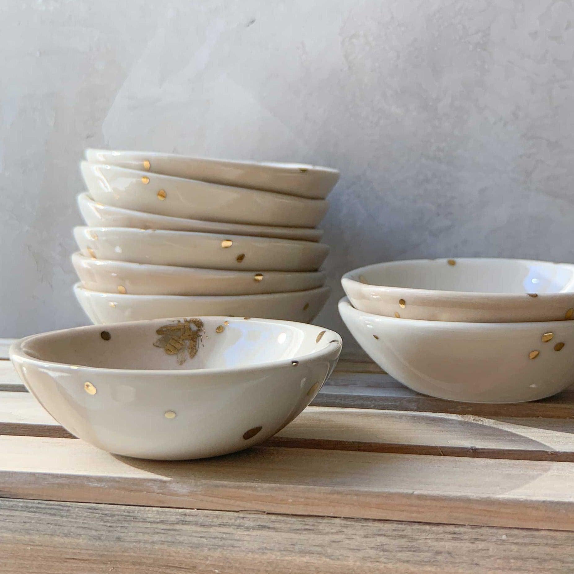Drops of Honey Bee Trinket Bowl - Apricity Ceramics