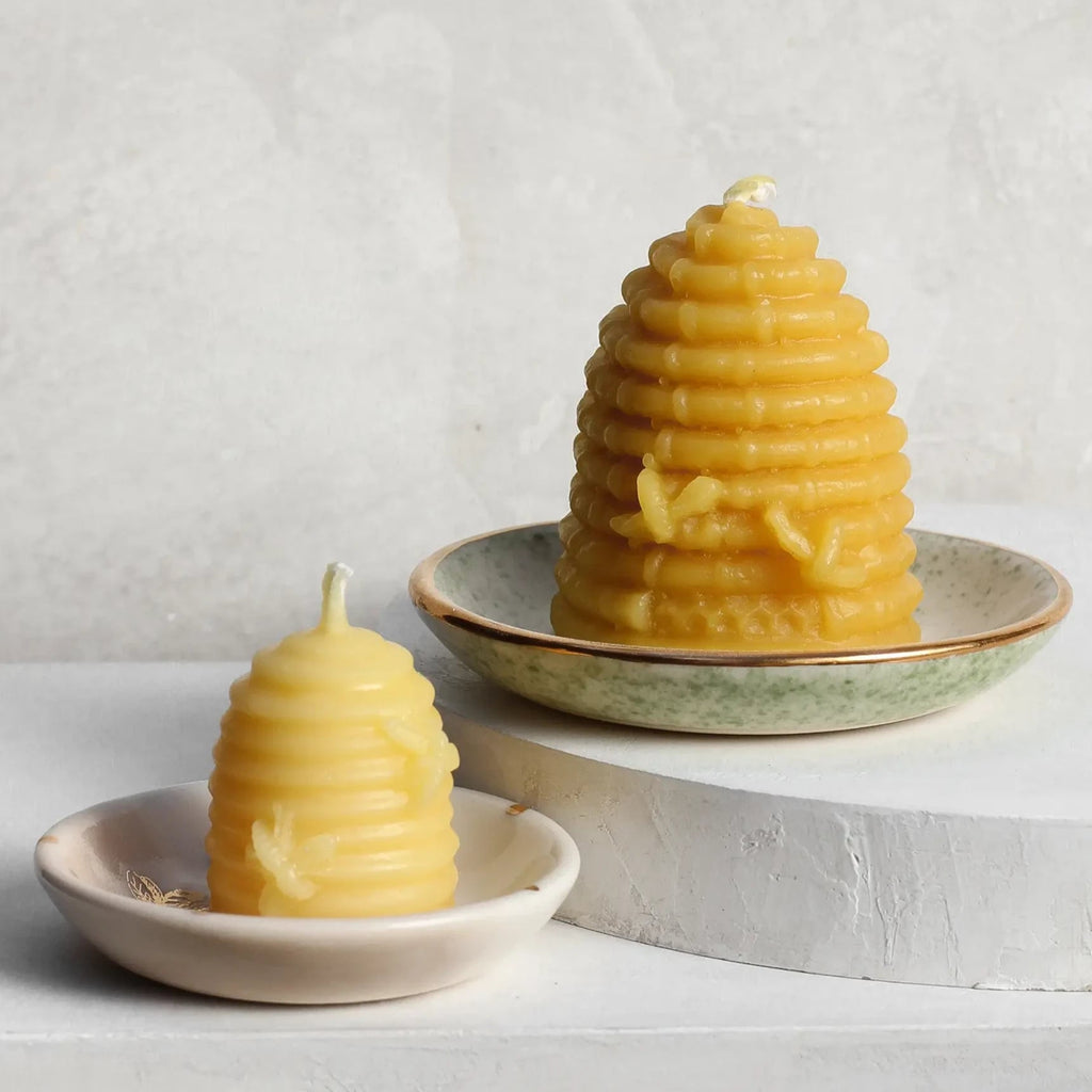 Large Beehive Beeswax Candle - Apricity Ceramics 