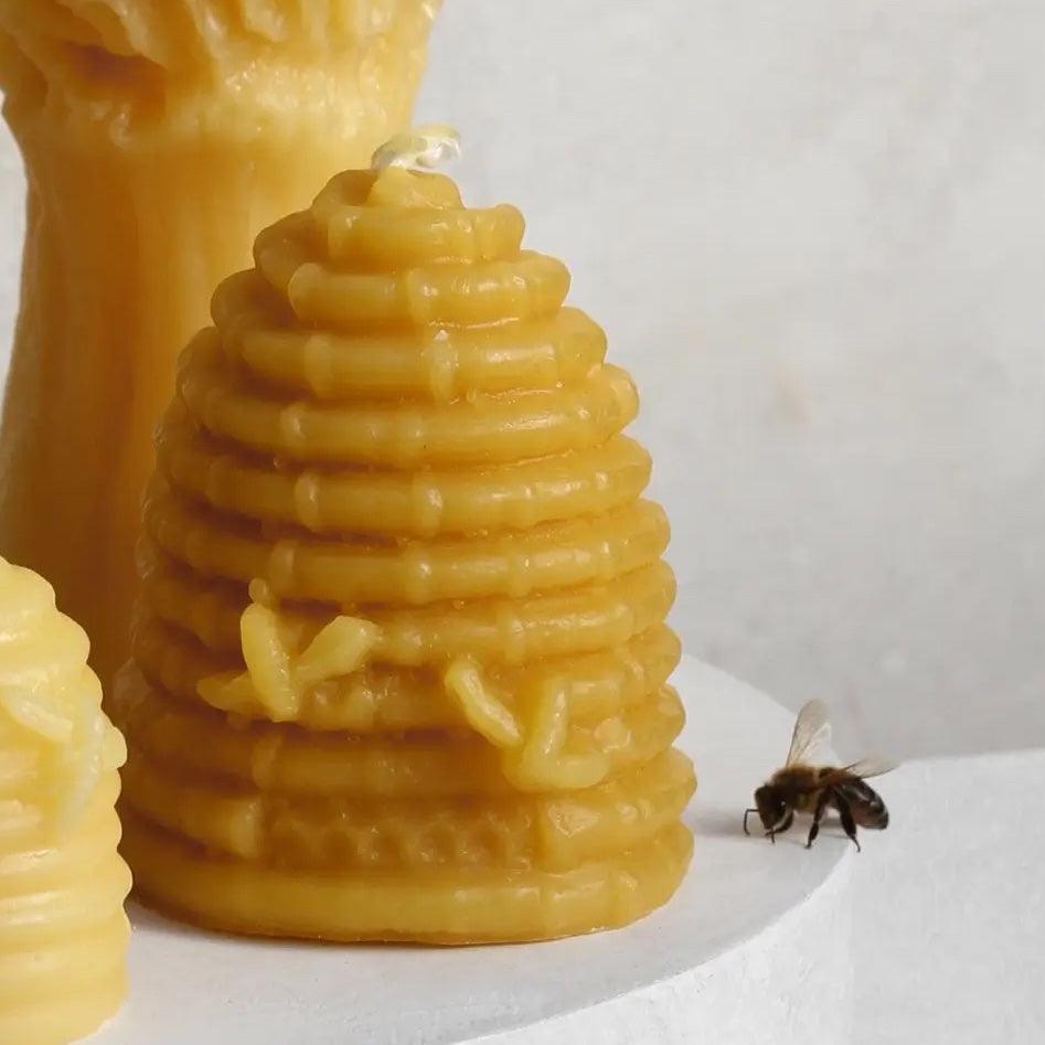 Large Beehive Beeswax Candle - Apricity Ceramics