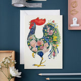 Rooster with Flowers Card - Apricity Ceramics