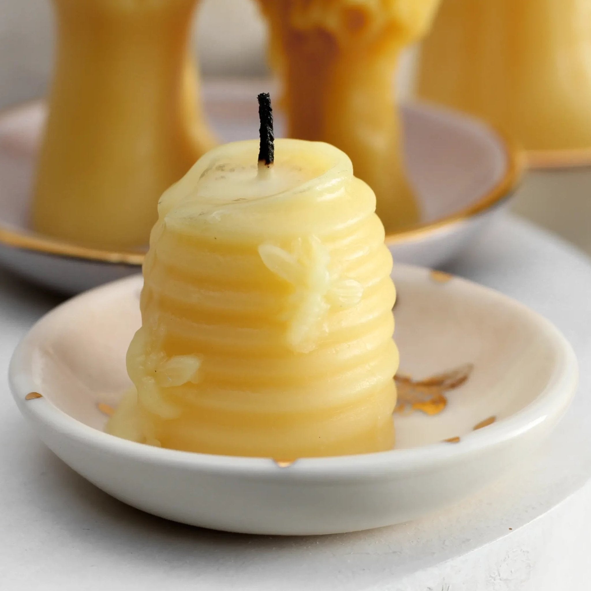 Small Beehive Beeswax Candle - Apricity Ceramics