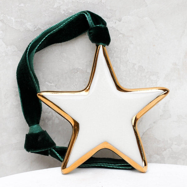 Stars are Bright Ornament with Gold Border - Apricity Ceramics 